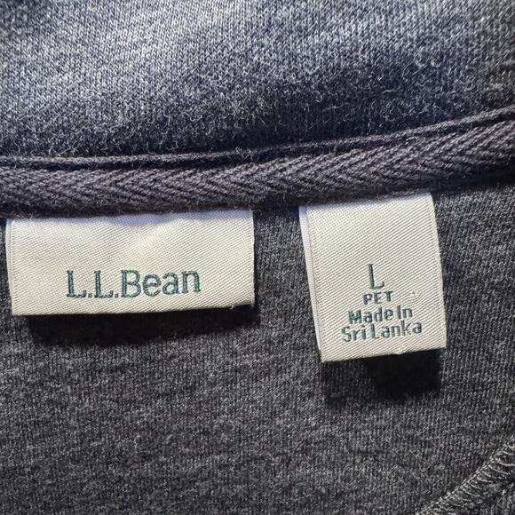 LL Bean‎ Quilted Sweatshirt Full Zip Grey Women’s Cardigan Size P Large - Picture 3 of 9